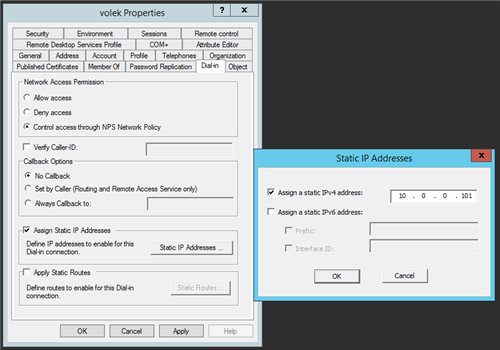 Static IP for vpn client on Win 2012 R2